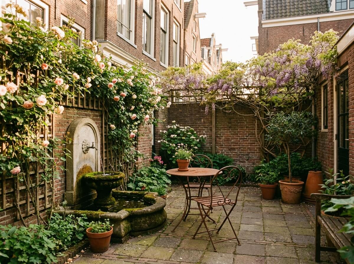 Dakterras Jordaan Amsterdam met plantenbakken en loungehoek